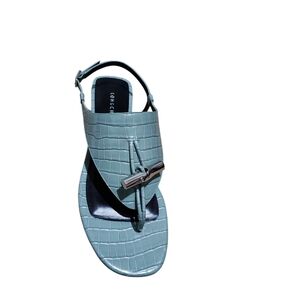 Longchamp Croc Embossed thong Sandals - 41 summer beach walking dusty blue